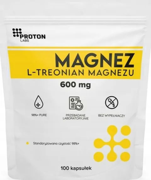 PROTON LABS L-treonian Magnezu 600mg 100 kapsułek Czysty Treonian Threonate