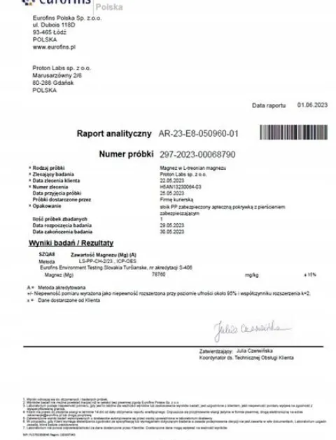PROTON LABS L-treonian Magnezu 600mg 100 kapsułek Czysty Treonian Threonate