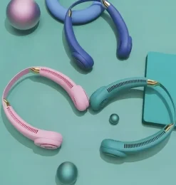 PRZENOŚNY WIATRAK SPORTOWY WENTYLATOR NA SZYJĘ USB 2000 mAh 10 GODZIN PRACY