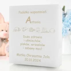 Pudełko WSPOMNIEŃ dla CHŁOPCA prezent CHRZEST pamiątka chrztu chłopca