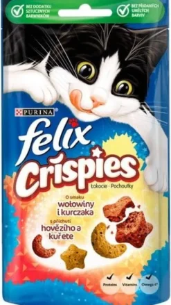 Pyszne i chrupiące smakołyki dla kotów z wołowiną i kurczakiem - Felix 45g