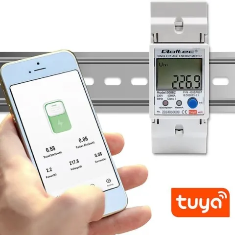 Qoltec Licznik energii DIN Wi-Fi TUYA 230V 60A