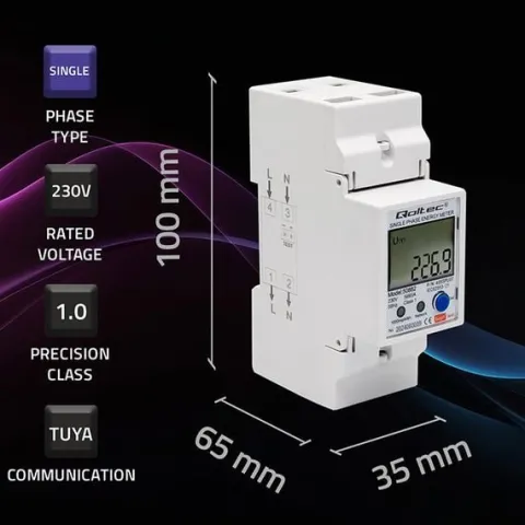 Qoltec Licznik energii DIN Wi-Fi TUYA 230V 60A