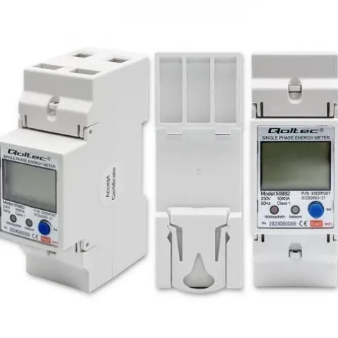 QOLTEC LICZNIK ENERGII 230V TUYA WIFI LCD NA SZYNĘ DIN