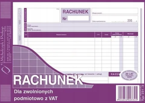 RACHUNEK A5 DLA ZW.Z VAT POZIOM 231-3