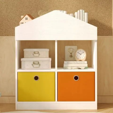 Regał domek na zabawki organizer przegrody szafka książki biały loft 64 cm