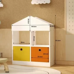 Regał domek na zabawki organizer przegrody szafka książki biały loft 64 cm