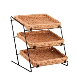 Regał ekspozycyjny stojak na ladę z wiklinowymi tacami 44x47 H42/48 cm