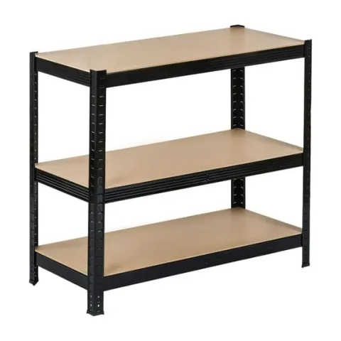 Regał magazynowy metalowy czarny 2w1 5 jasnych półek 150x75x30 cm