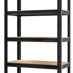 Regał magazynowy metalowy czarny 2w1 5 jasnych półek 150x75x30 cm