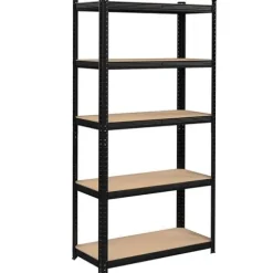 Regał magazynowy metalowy czarny 2w1 5 jasnych półek 180x90x40 cm