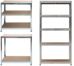 Regał magazynowy metalowy 2w1, 5 półek 150x75x30 cm