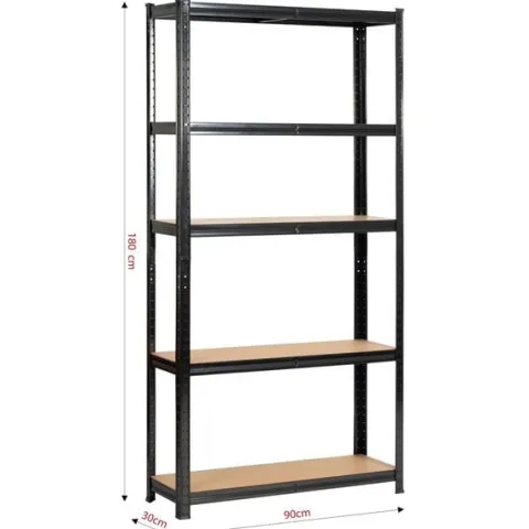 Regał metalowy do garażu piwnicy magazynowy 90x30x180 cm czarny
