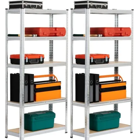 Regał metalowy do garażu piwnicy magazynowy zestaw 2 sz. 70x30x154 srebrny