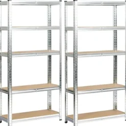 Regał metalowy do garażu piwnicy magazynowy zestaw 2 sz. 70x30x154 srebrny