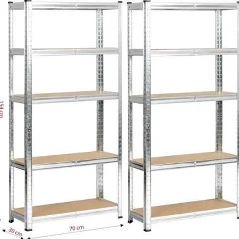 Regał metalowy do garażu piwnicy magazynowy zestaw 2 sz. 70x30x154 srebrny
