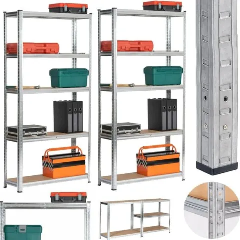 Regał metalowy do garażu piwnicy magazynowy zestaw 2 sz. 90x40x180 srebrny