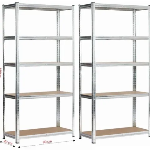 Regał metalowy do garażu piwnicy magazynowy zestaw 2 sz. 90x40x180 srebrny