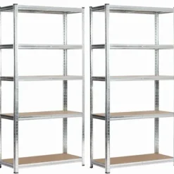 Regał metalowy do garażu piwnicy magazynowy zestaw 2 sz. 90x40x180 srebrny