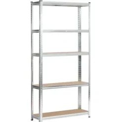 Regał metalowy do garażu piwnicy magazynowy 90x30x180 cm srebrny