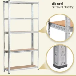 Regał metalowy do garażu piwnicy magazynowy 90x30x180 cm srebrny
