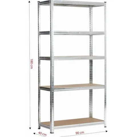 Regał metalowy do garażu piwnicy magazynowy 90x40x180 cm srebrny
