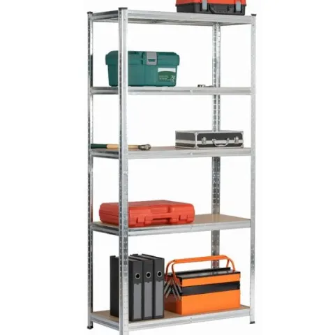 Regał metalowy do garażu piwnicy magazynowy 90x40x180 cm srebrny