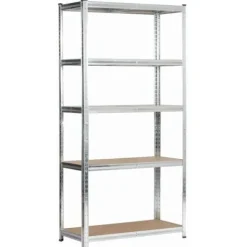 Regał metalowy do garażu piwnicy magazynowy 90x40x180 cm srebrny