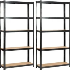 Regał metalowy do garażu piwnicy magazynowy zestaw 2 sz. 90x30x180 czarny