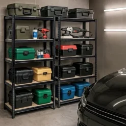 Regał metalowy do garażu piwnicy magazynowy zestaw 2 sz. 90x30x180 czarny