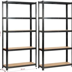 Regał metalowy do garażu piwnicy magazynowy zestaw 2 sz. 90x30x180 czarny