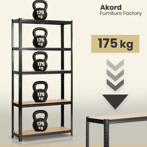 Regał metalowy do garażu piwnicy magazynowy zestaw 2 sz. 90x30x180 czarny