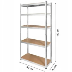 Regał metalowy magazynowy 5 półek 180x90x40 biały do 750 kg