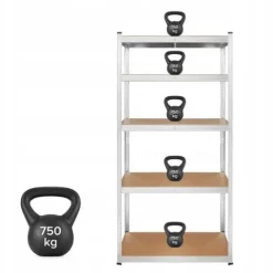 Regał metalowy magazynowy 5 półek 180x90x40 biały do 750 kg