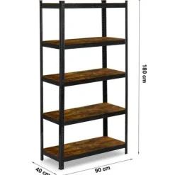 Regał metalowy magazynowy 180 x 90 x 40 cm Humberg HR-852 czarny