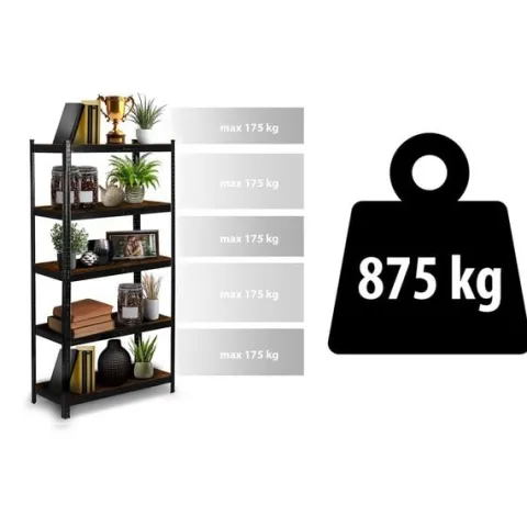 Regał metalowy magazynowy 180 x 90 x 40 cm Humberg HR-852 czarny
