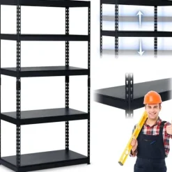 Regał metalowy magazynowy 183 x 90 x 45 cm Humberg HR-700 czarny