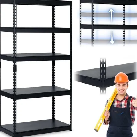 Regał metalowy magazynowy 183 x 90 x 45 cm Humberg HR-700 czarny