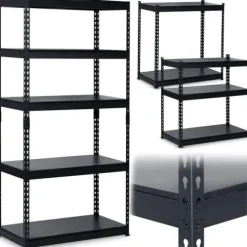 Regał metalowy magazynowy 183 x 90 x 45 cm Humberg HR-700 czarny
