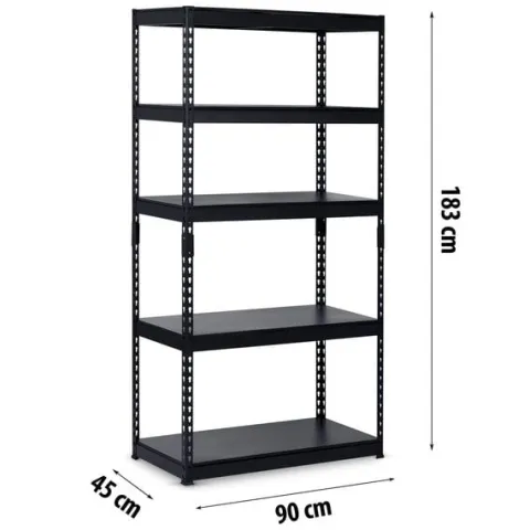 Regał metalowy magazynowy 183 x 90 x 45 cm Humberg HR-700 czarny