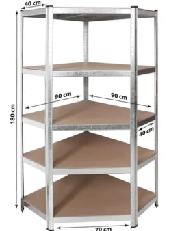 Regał metalowy rogowy Zeus 5 półek ocynkowany wysoka nośność 875 kg