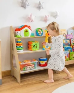 Regał Montessori na książki i zabawki Dąb/Biały