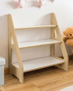 Regał Montessori na książki i zabawki Dąb/Biały