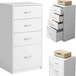 Regał nowoczesny z 4 szufladami loft biała komoda szafka biurowy duży 85cm