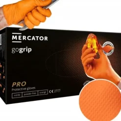 RĘKAWICE nitrylowe MERCATOR gogrip orange L 50 szt., rękawice warsztatowe