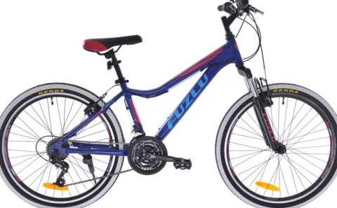 Rower górski MTB Fuzlu Team koła 24 alu. rama 14,5" ciemnoniebieski/malinowy/biały dla chłopca na komunię