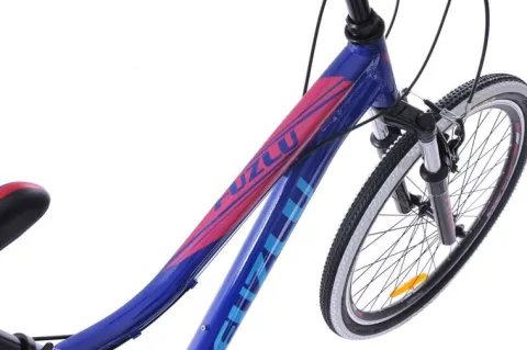 Rower górski MTB Fuzlu Team koła 24 alu. rama 14,5" ciemnoniebieski/malinowy/biały dla chłopca na komunię