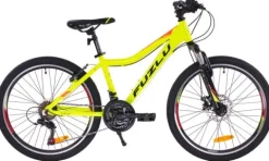 Rower górski MTB Fuzlu Team koła 24 alu. rama 14,5" limonkowo-czerwony połysk dla chłopca na komunię