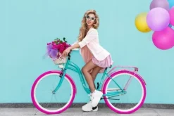 ROWER MIEJSKI DAMKA DAMSKI KOSZ WKŁAD LAZUROWY 26 LEKKI PASTELOWY