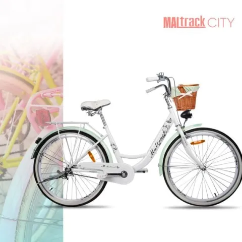 Rower Miejski Damski 26" Światła Rama Stalowa 17" Koła 26" Bagażnik Dzwonek